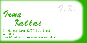 irma kallai business card